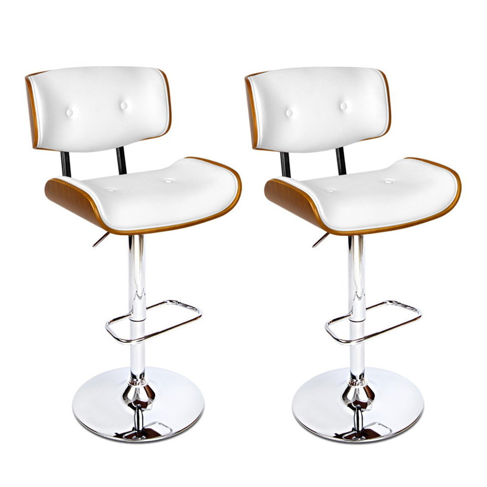 Jordan (Set of 2) Bar Stools with Chrome Base - White - Homecoze