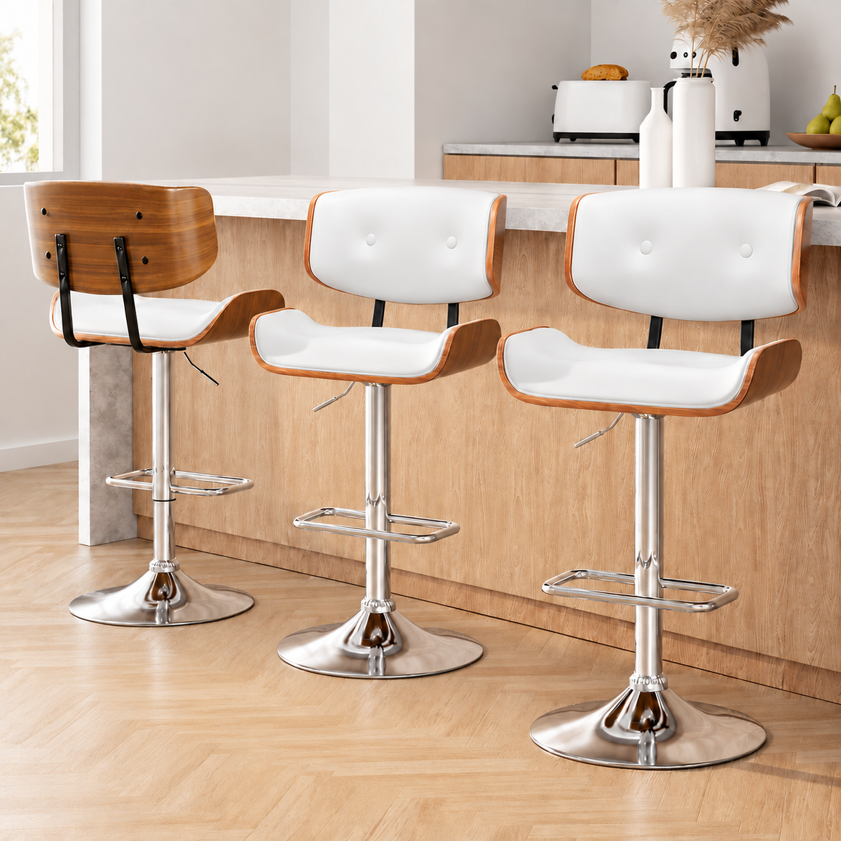 Jordan (Set of 3) Adjustable Bar Stools - White