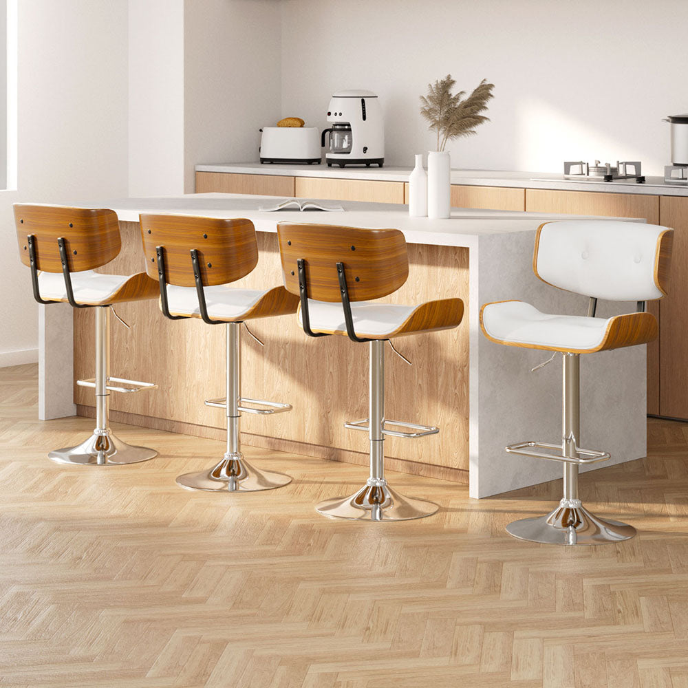 Jordan (Set of 4) Bar Stools with Chrome Base - White - Homecoze
