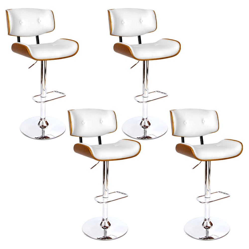 Jordan (Set of 4) Bar Stools with Chrome Base - White - Homecoze