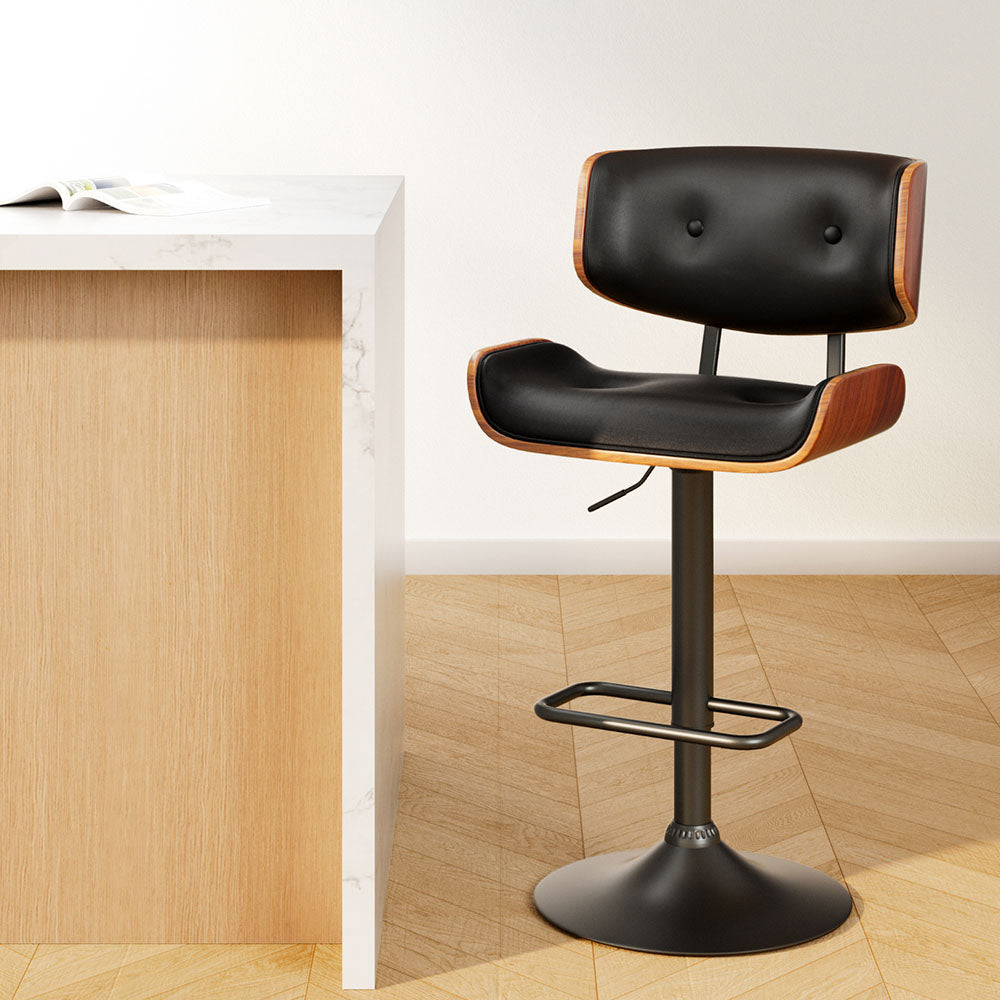 Jordan (Single) Bar Stool with Black Base - Black - Homecoze