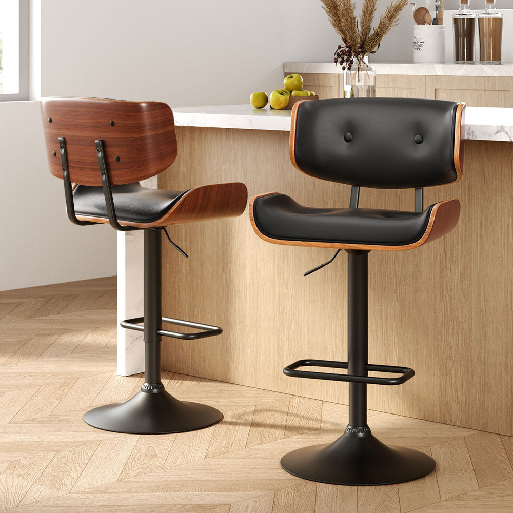 Jordan (Set of 2) Bar Stools with Black Base - Black - Homecoze