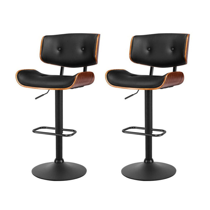 Jordan (Set of 2) Bar Stools with Black Base - Black - Homecoze