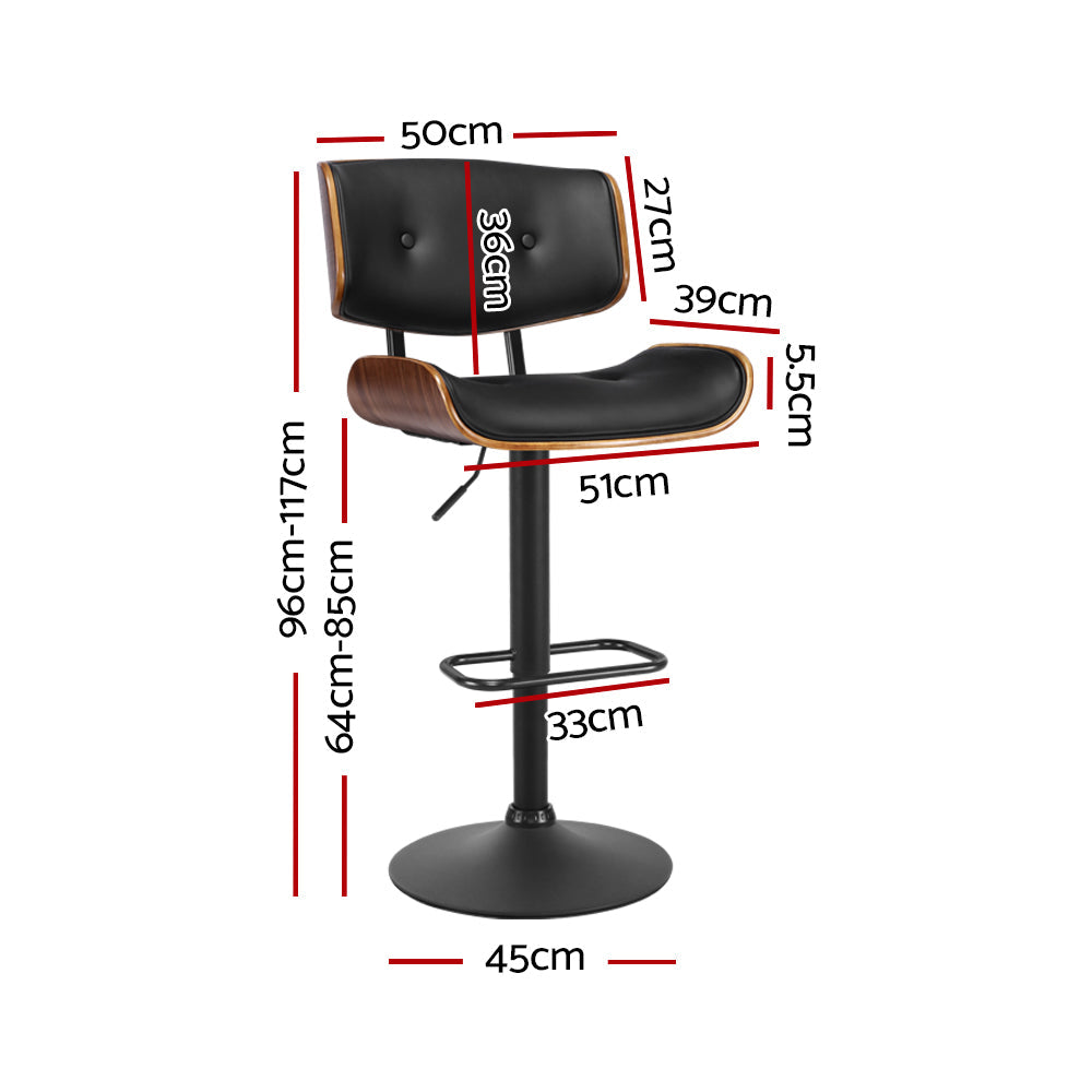 Jordan (Set of 3) Bar Stools with Black Base - Black - Homecoze