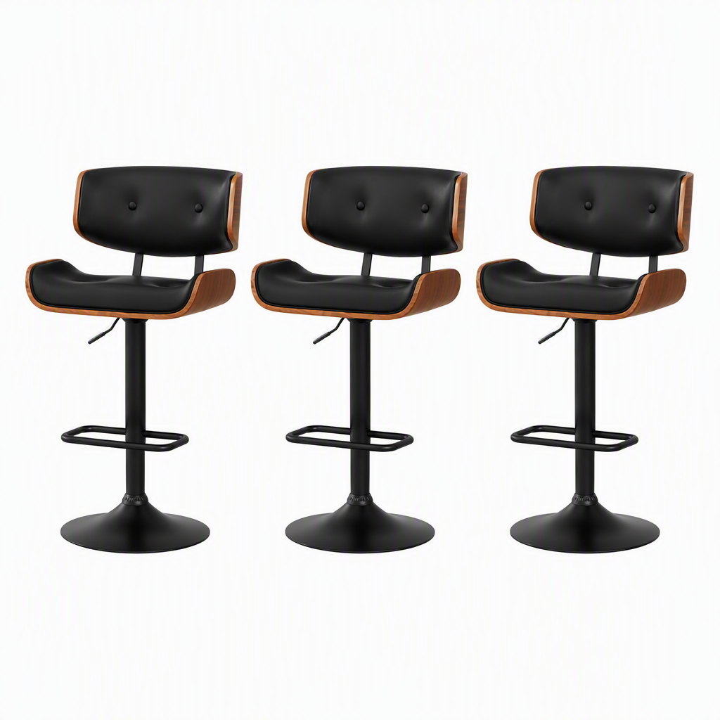 Jordan (Set of 3) Adjustable Bar Stools - Black