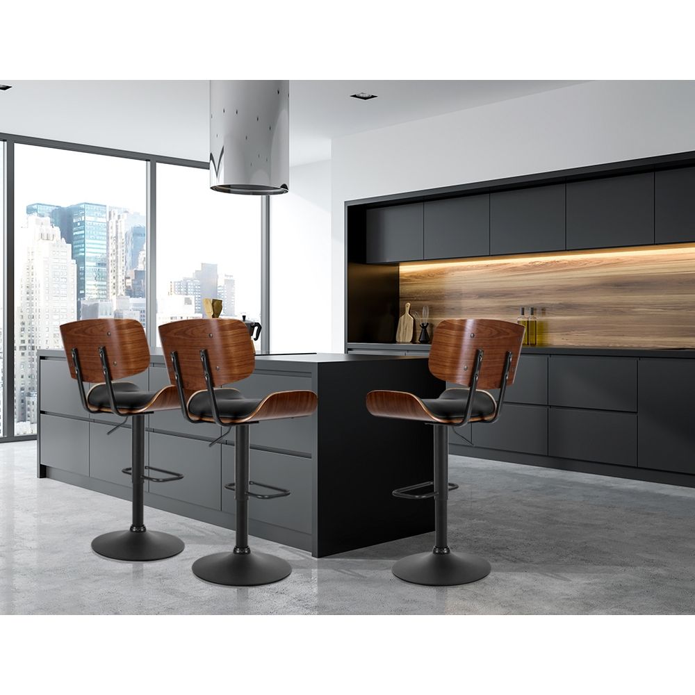Jordan (Set of 3) Adjustable Bar Stools - Black