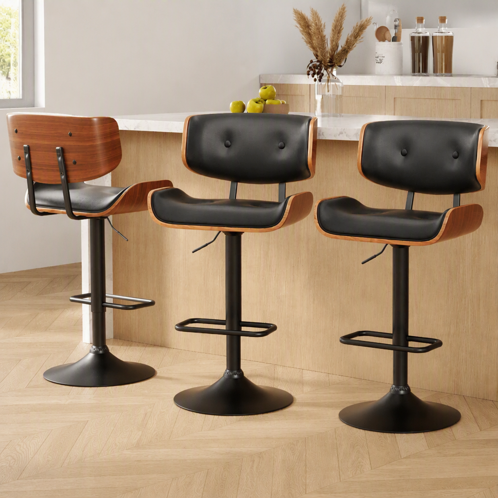 Jordan (Set of 3) Adjustable Bar Stools - Black