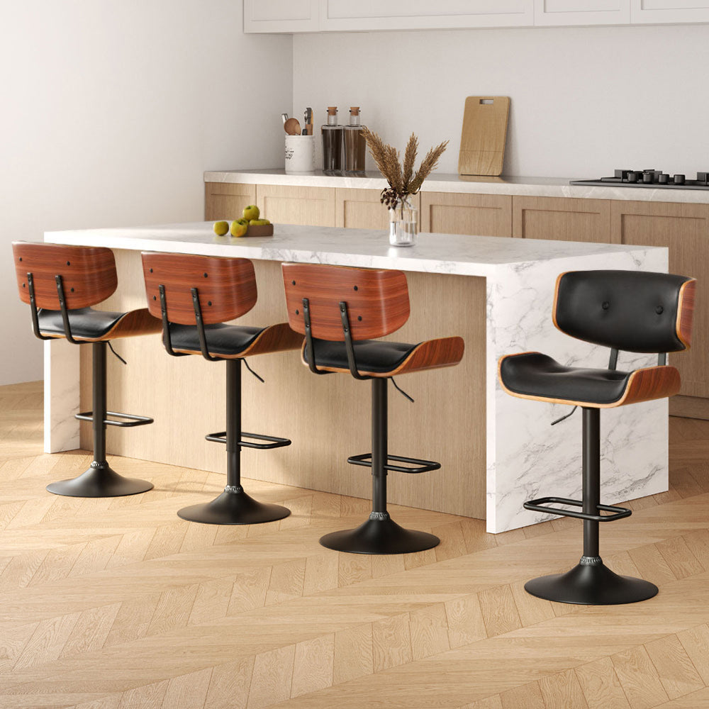Jordan (Set of 4) Bar Stools with Black Base - Black - Homecoze