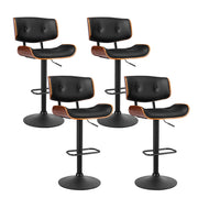 Jordan (Set of 4) Bar Stools with Black Base - Black - Homecoze
