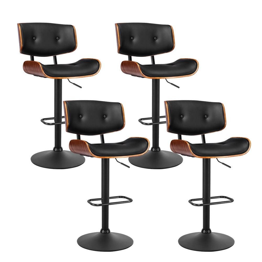 Jordan (Set of 4) Bar Stools with Black Base - Black - Homecoze