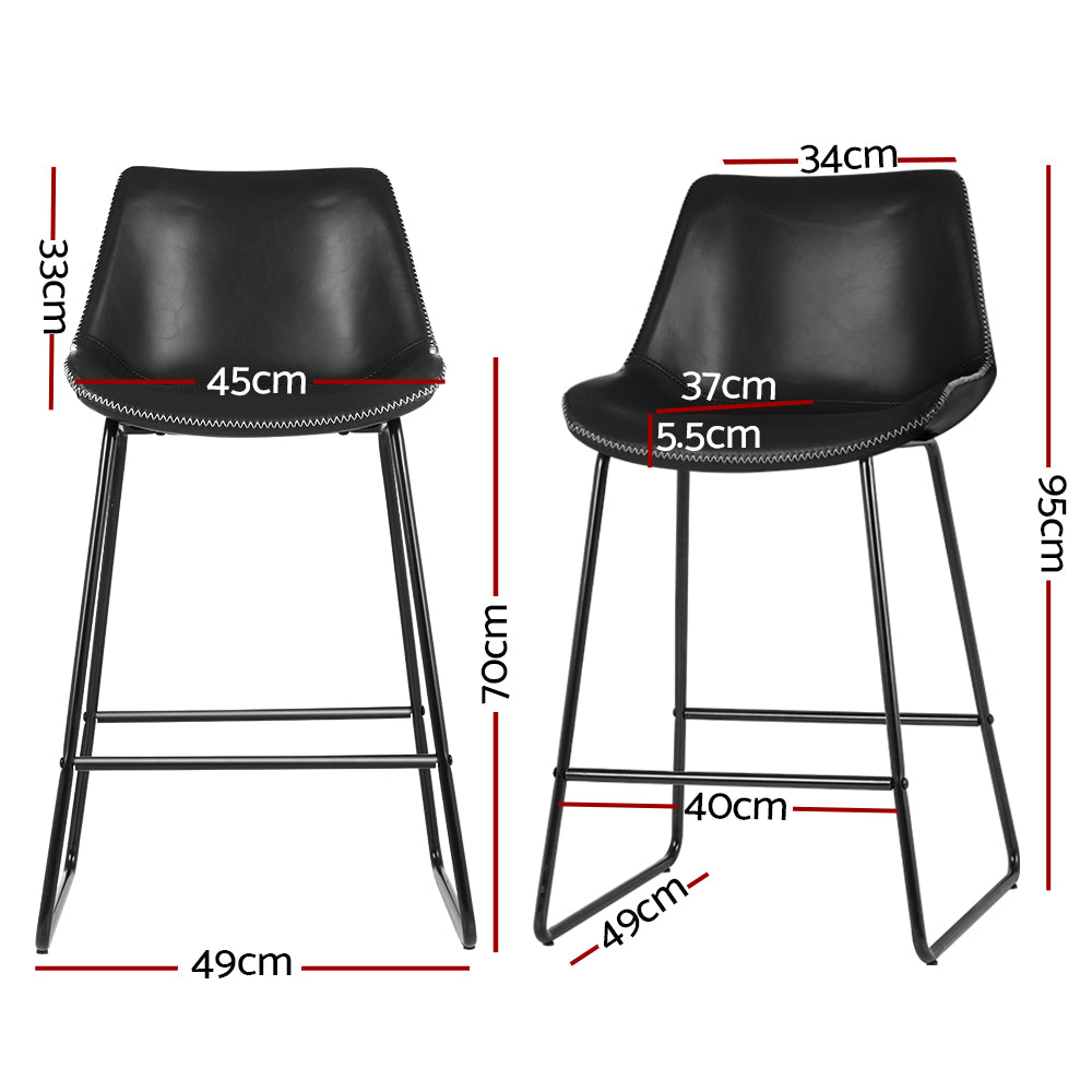 Morgan (Set of 2) Bar Stools 70cm - Black - Homecoze