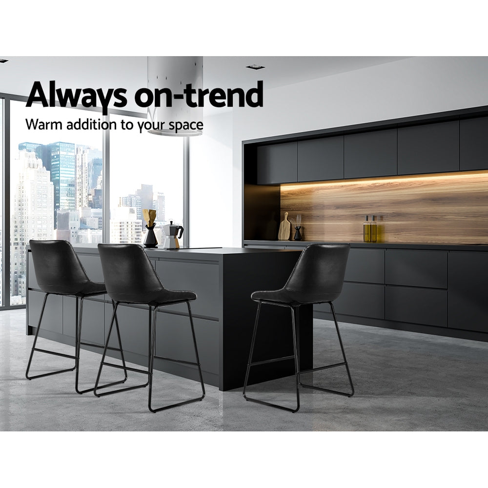 Morgan (Set of 2) Bar Stools 70cm - Black - Homecoze