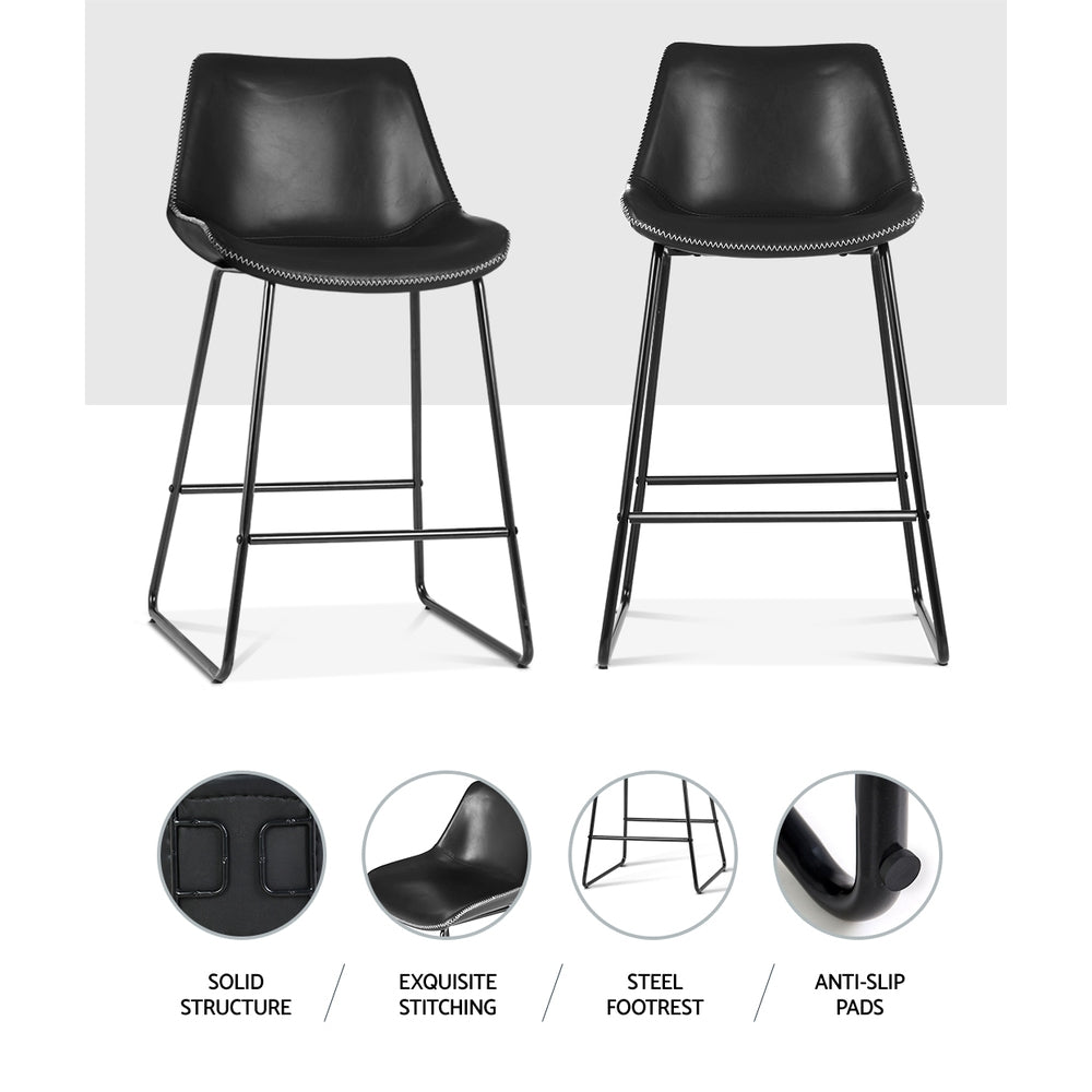 Morgan (Set of 2) Bar Stools 70cm - Black - Homecoze