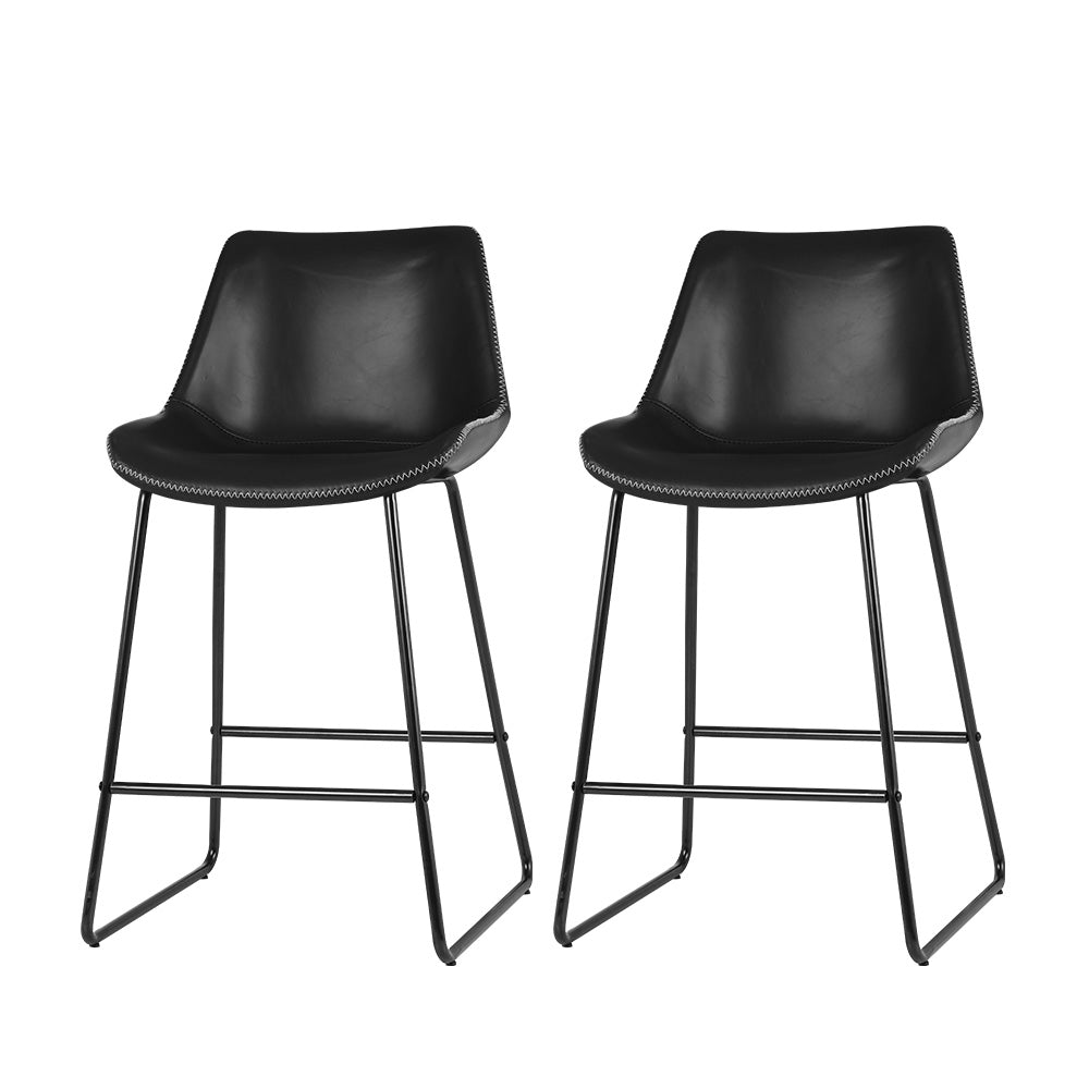 Morgan (Set of 2) Bar Stools 70cm - Black - Homecoze