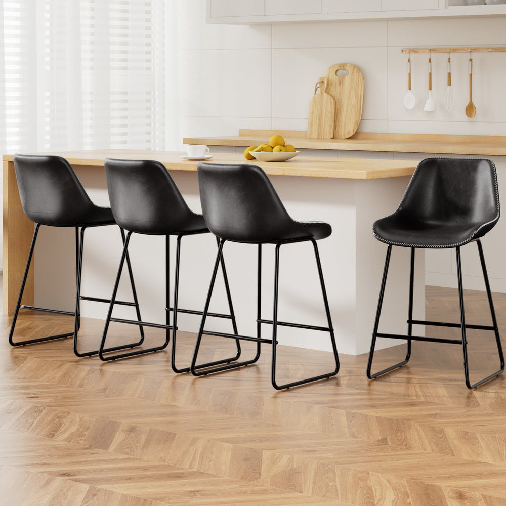 Morgan (Set of 4) Bar Stools 70cm - Black - Homecoze