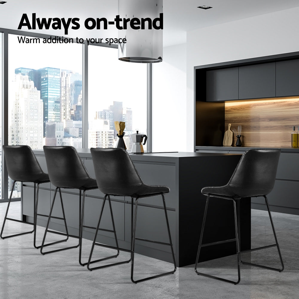 Morgan (Set of 4) Bar Stools 70cm - Black - Homecoze