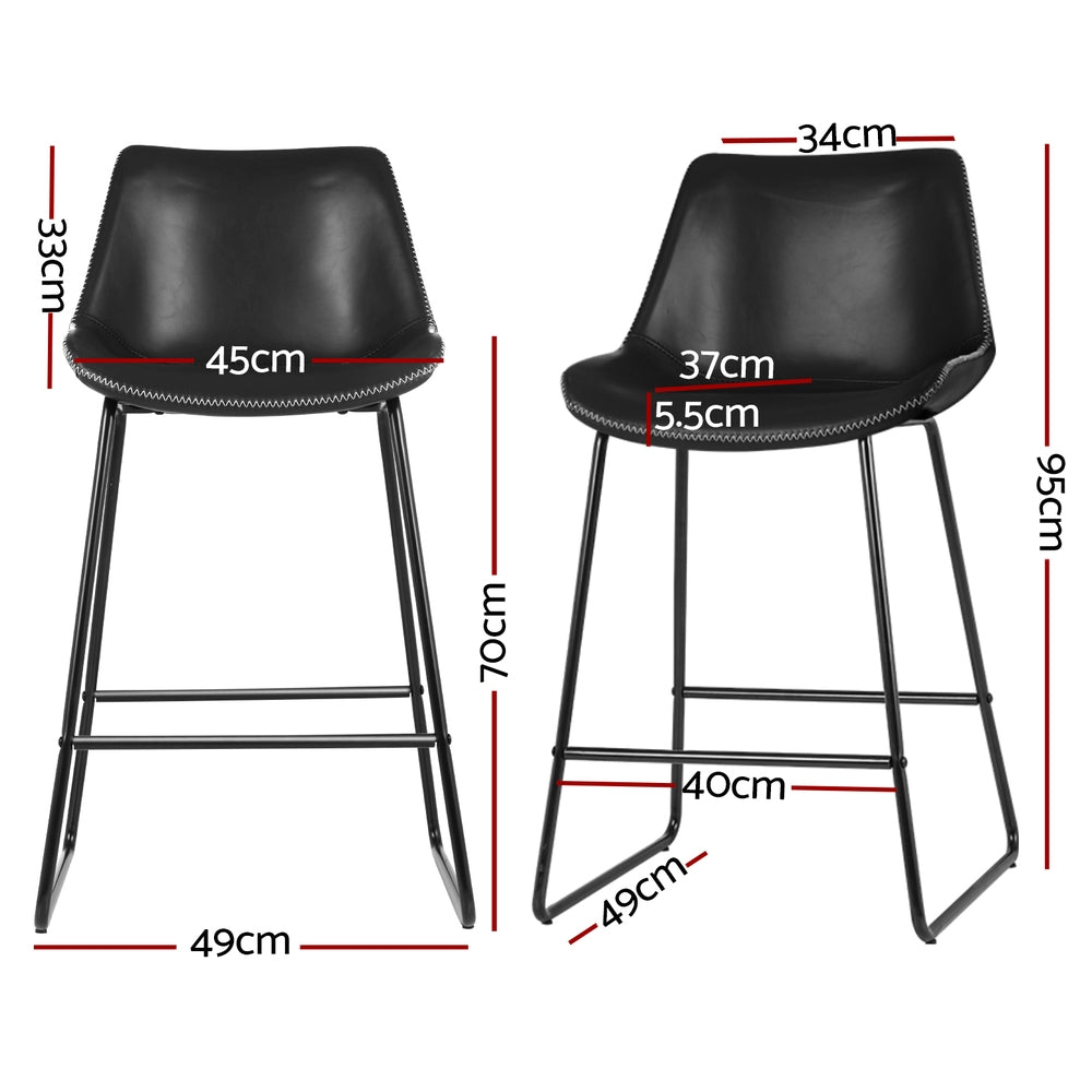 Morgan (Set of 2) Bar Stools 70cm - Black