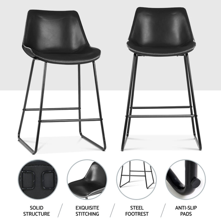 Morgan (Set of 2) Bar Stools 70cm - Black