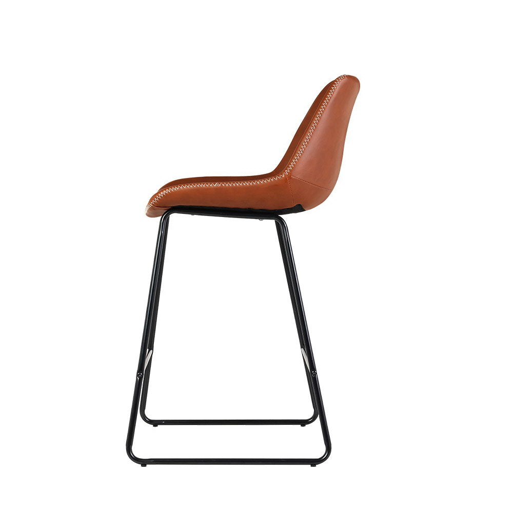 Morgan (Set of 2) Bar Stools 70cm - Light Brown - Homecoze