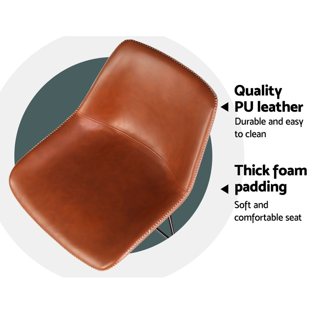 Morgan (Set of 2) Bar Stools 70cm - Light Brown - Homecoze