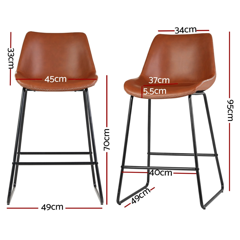 Morgan (Set of 4) Bar Stools 70cm - Light Brown - Homecoze