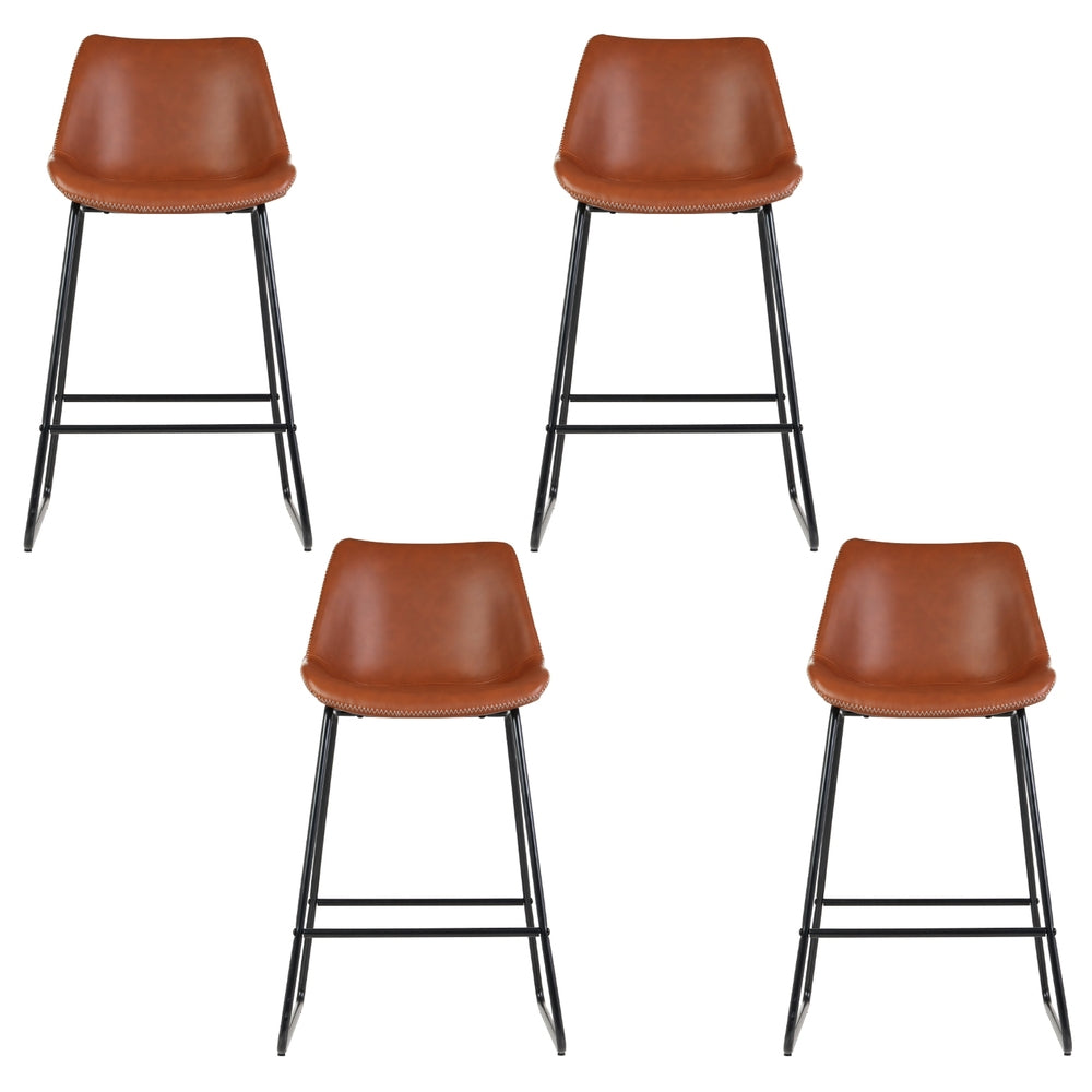 Morgan (Set of 4) Bar Stools 70cm - Light Brown - Homecoze