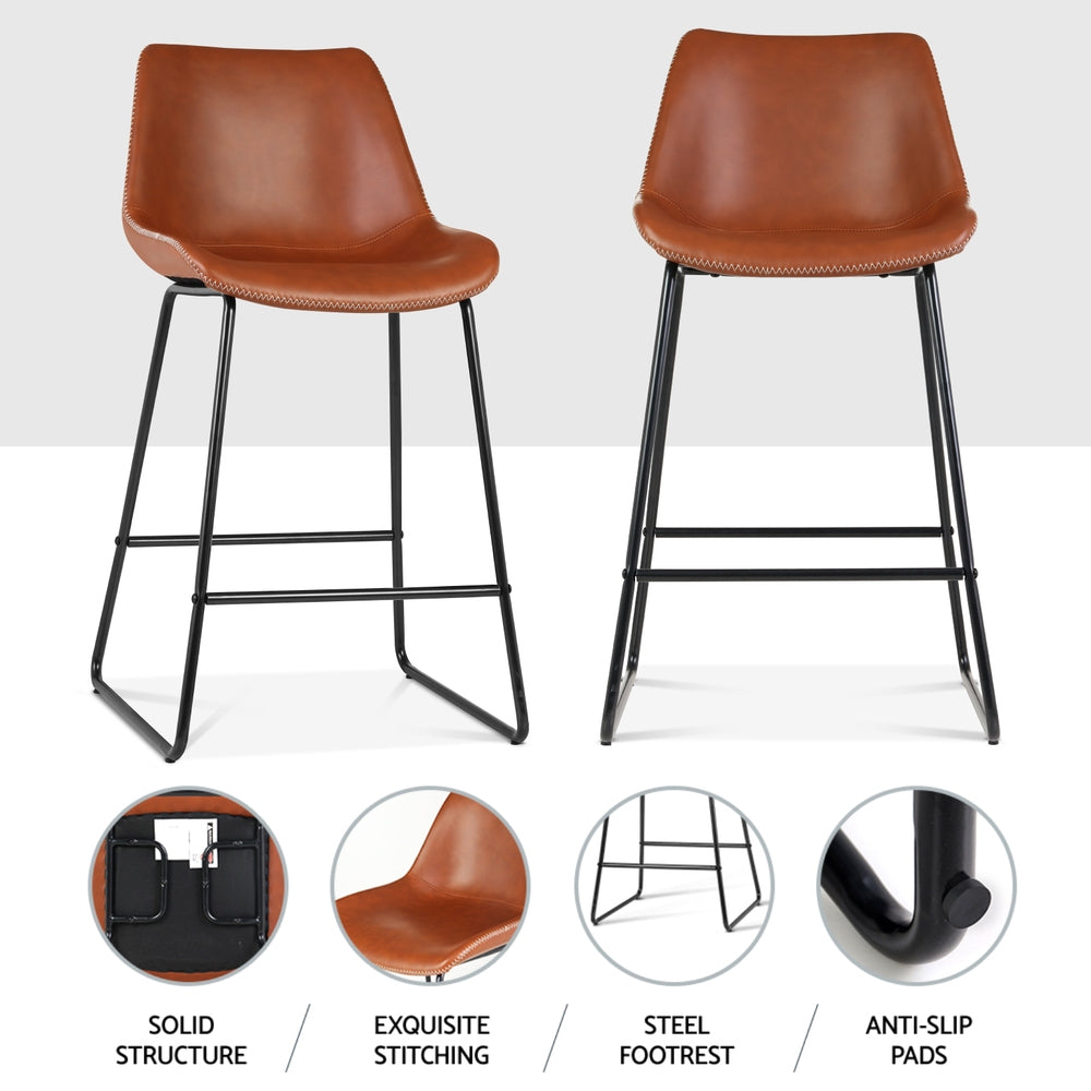 Morgan (Set of 4) Bar Stools 70cm - Light Brown - Homecoze