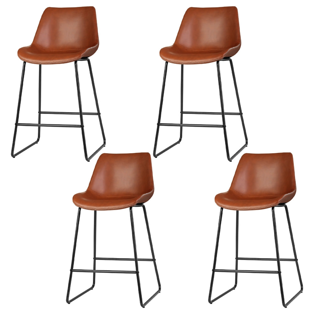 Morgan (Set of 4) Bar Stools 70cm - Light Brown - Homecoze