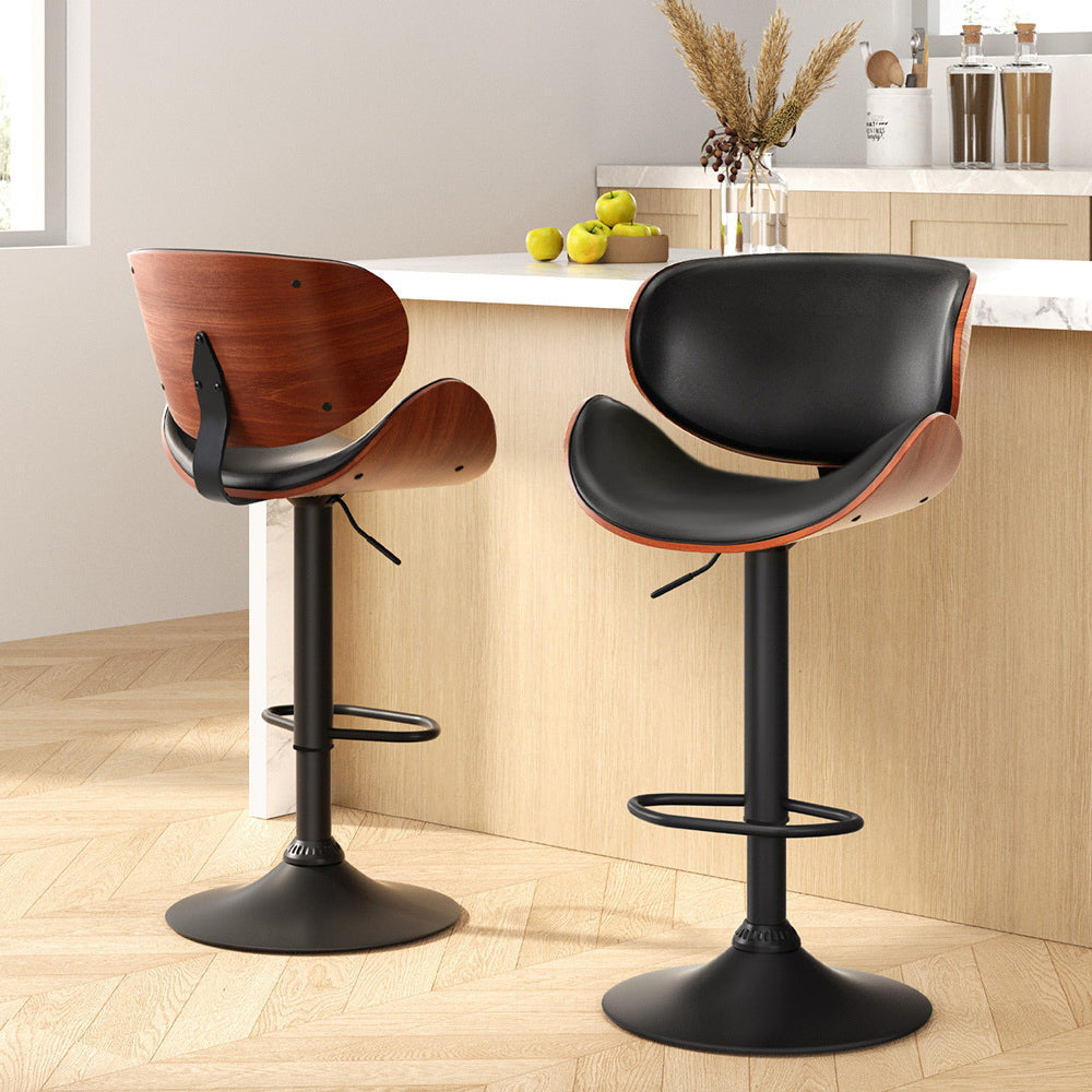 Carter (Set of 2) PU Leather Bar Stools - Black - Homecoze