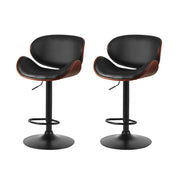 Carter (Set of 2) PU Leather Bar Stools - Black - Homecoze