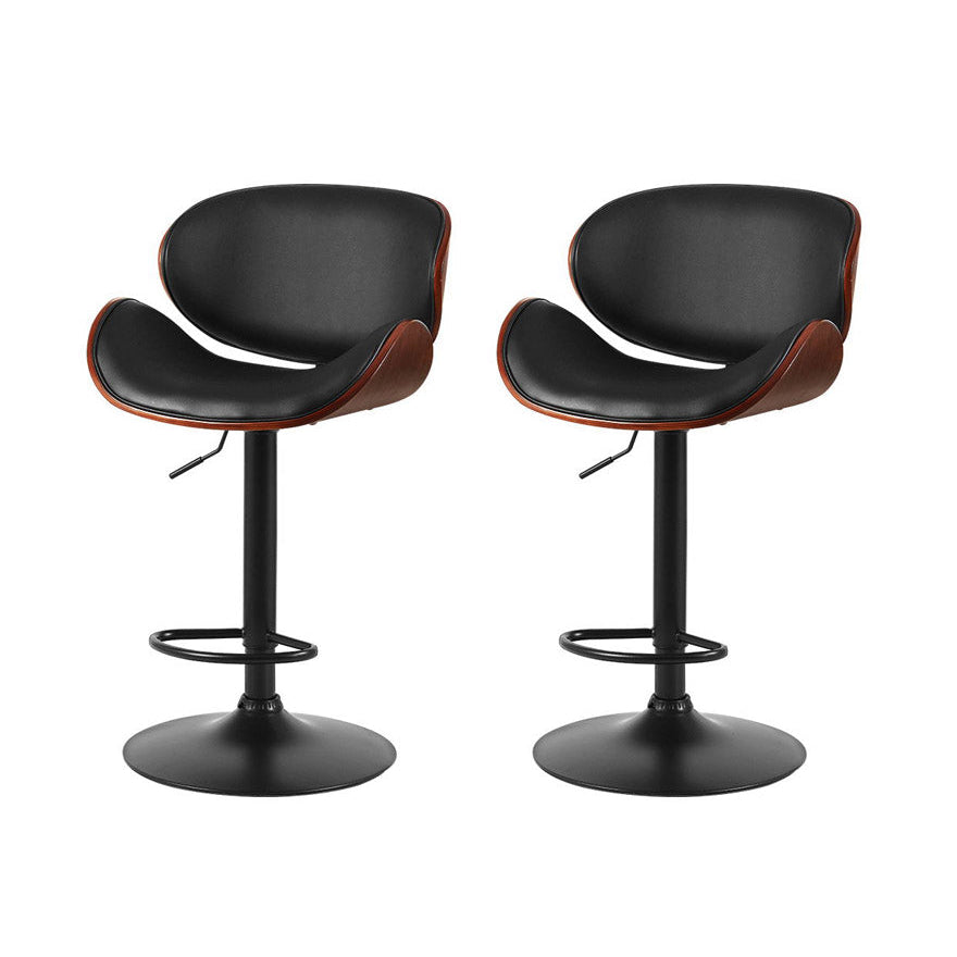 Carter (Set of 2) PU Leather Bar Stools - Black - Homecoze