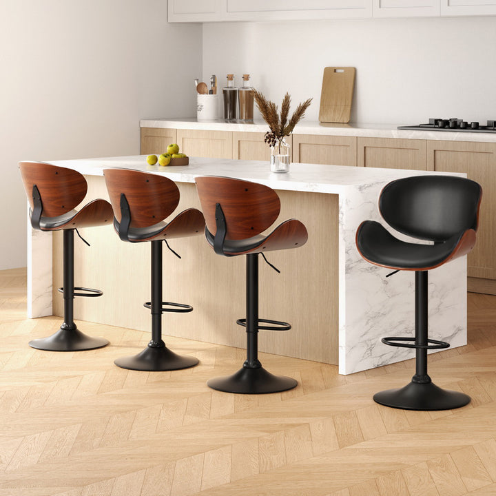 Carter (Set of 4) PU Leather Bar Stools - Black - Homecoze