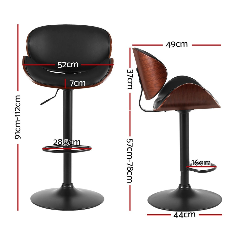 Carter (Set of 4) PU Leather Bar Stools - Black - Homecoze