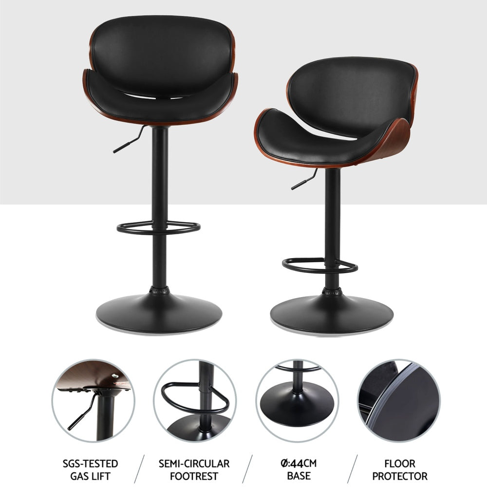 Carter (Set of 4) PU Leather Bar Stools - Black - Homecoze