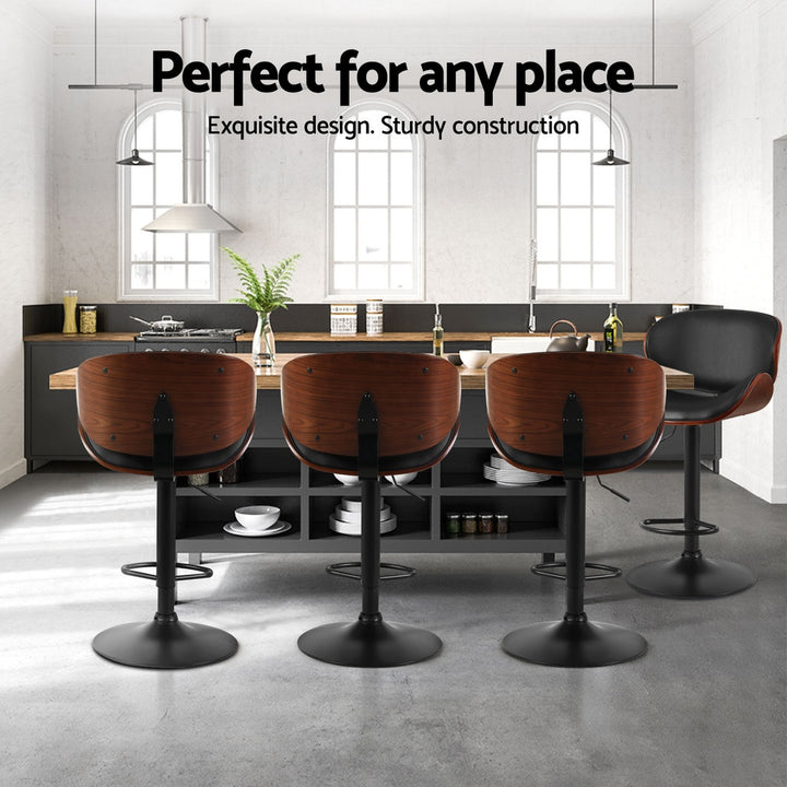 Carter (Set of 4) PU Leather Bar Stools - Black - Homecoze