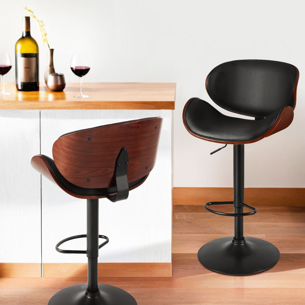 Carter (Set of 2) PU Leather Bar Stools - Black