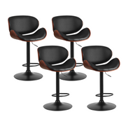Carter (Set of 4) PU Leather Bar Stools - Black - Homecoze