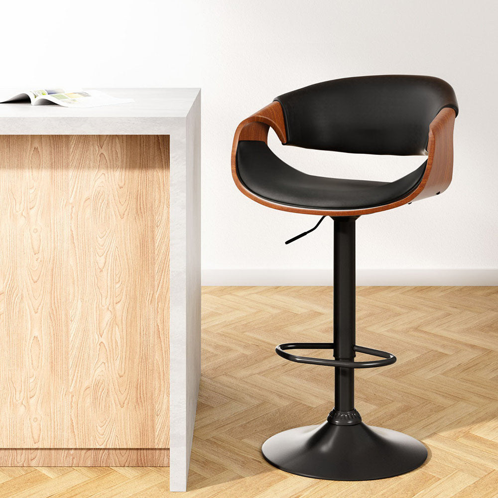 Henry (Single) PU Leather Bar Stool - Black - Homecoze