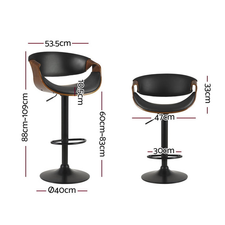 Henry (Single) PU Leather Bar Stool - Black - Homecoze