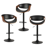 Henry (Set of 3) PU Leather Bar Stools - Black - Homecoze