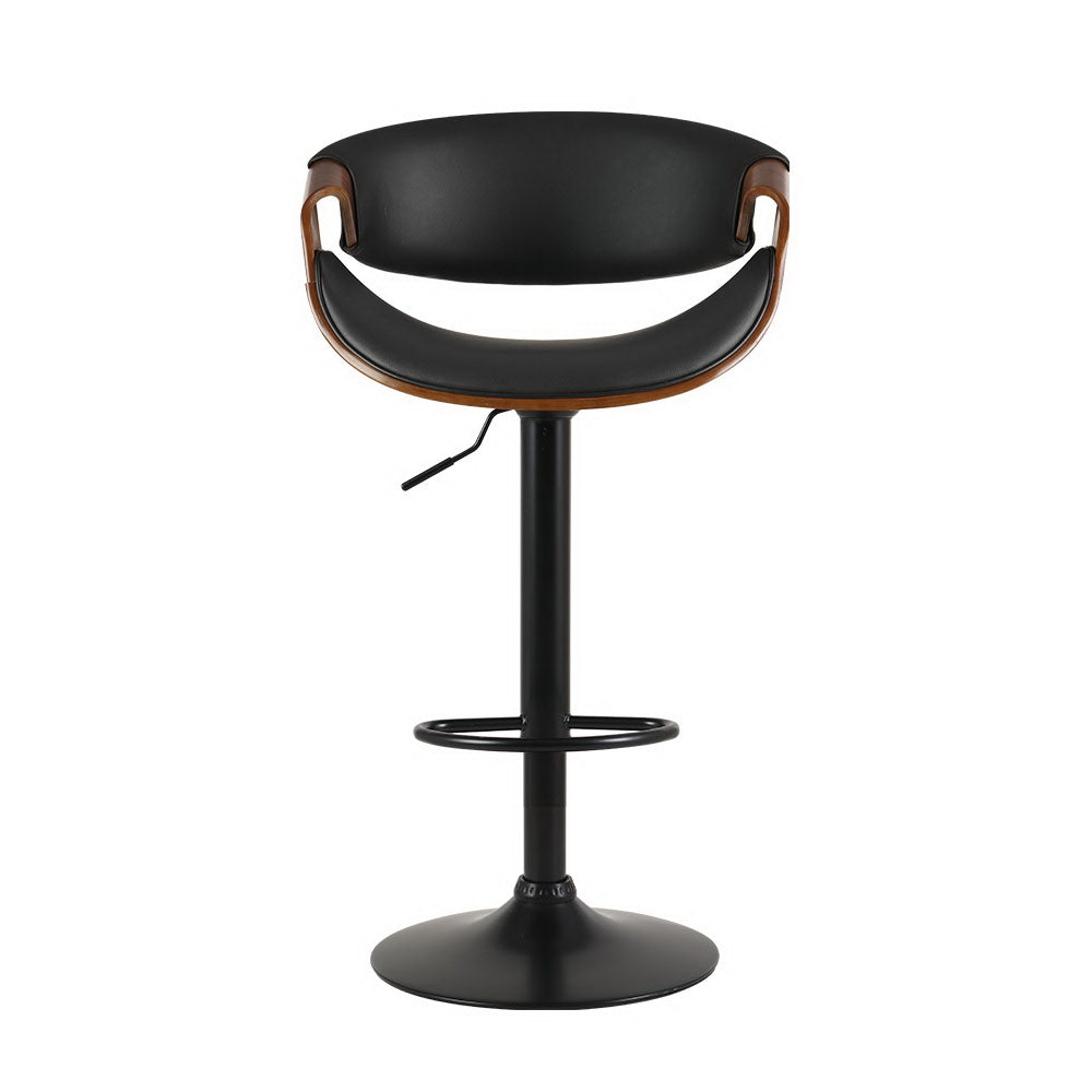 Henry (Set of 2) PU Leather Bar Stools - Black - Homecoze