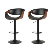 Henry (Set of 2) PU Leather Bar Stools - Black - Homecoze