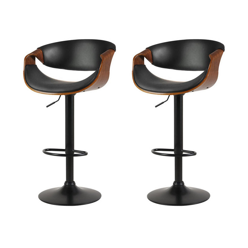 Henry (Set of 2) PU Leather Bar Stools - Black - Homecoze