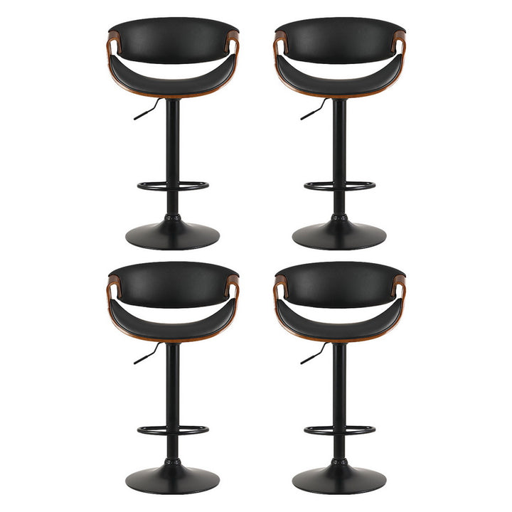 Henry (Set of 4) PU Leather Bar Stools - Black - Homecoze