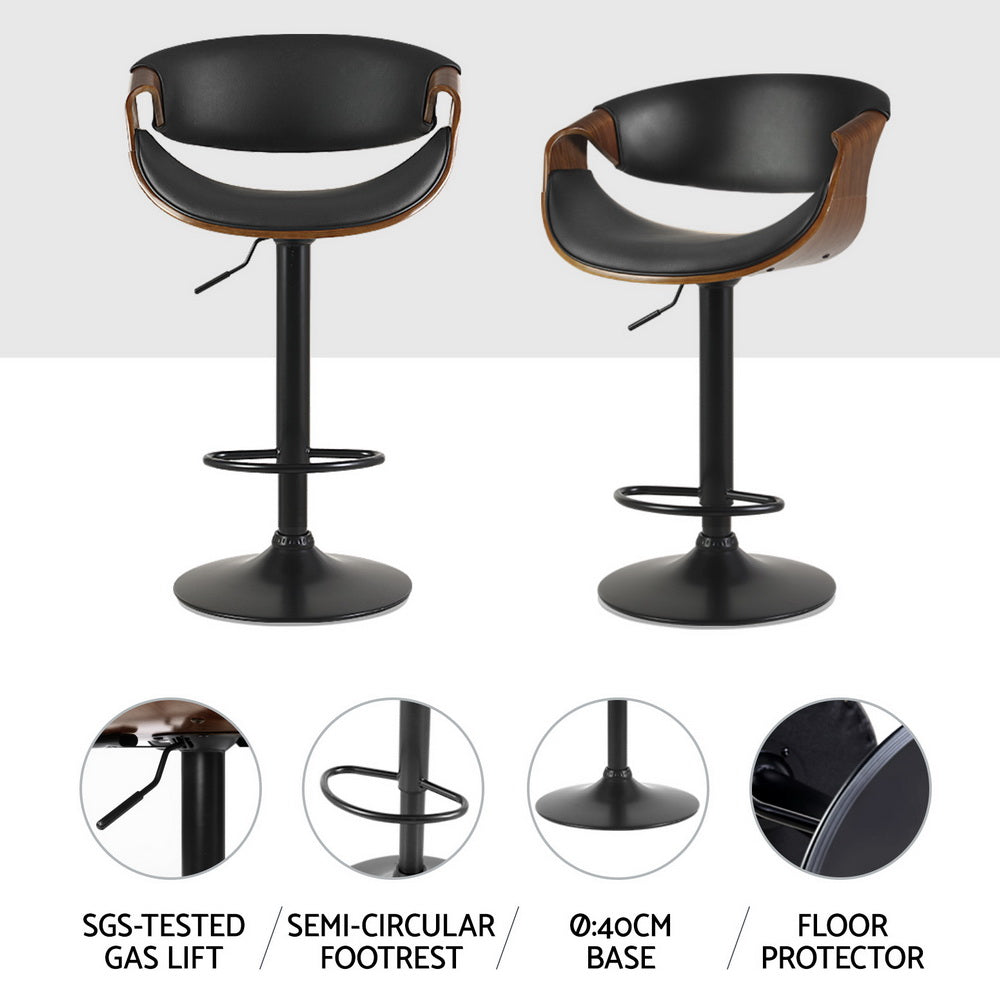 Henry (Set of 4) PU Leather Bar Stools - Black - Homecoze