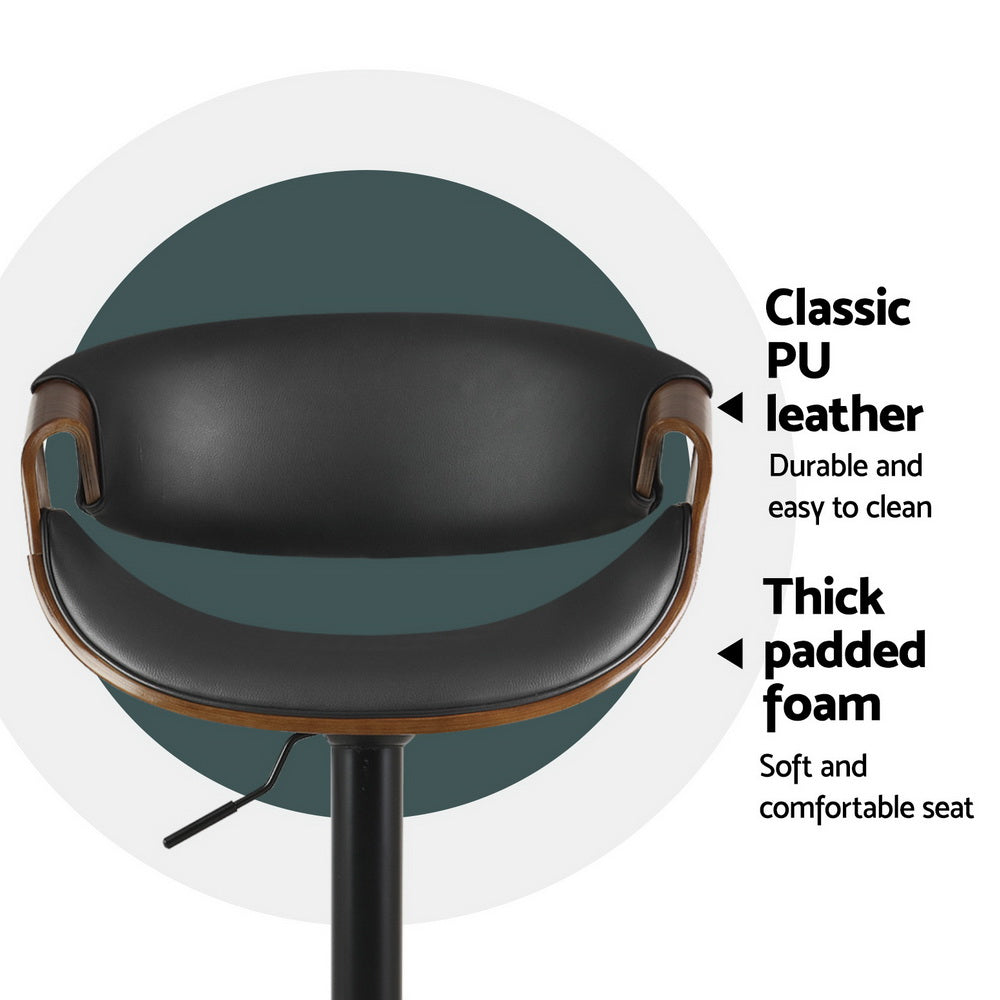 Henry (Set of 4) PU Leather Bar Stools - Black - Homecoze