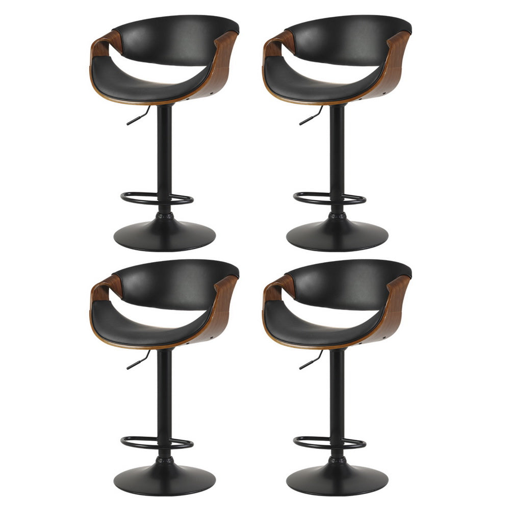 Henry (Set of 4) PU Leather Bar Stools - Black - Homecoze