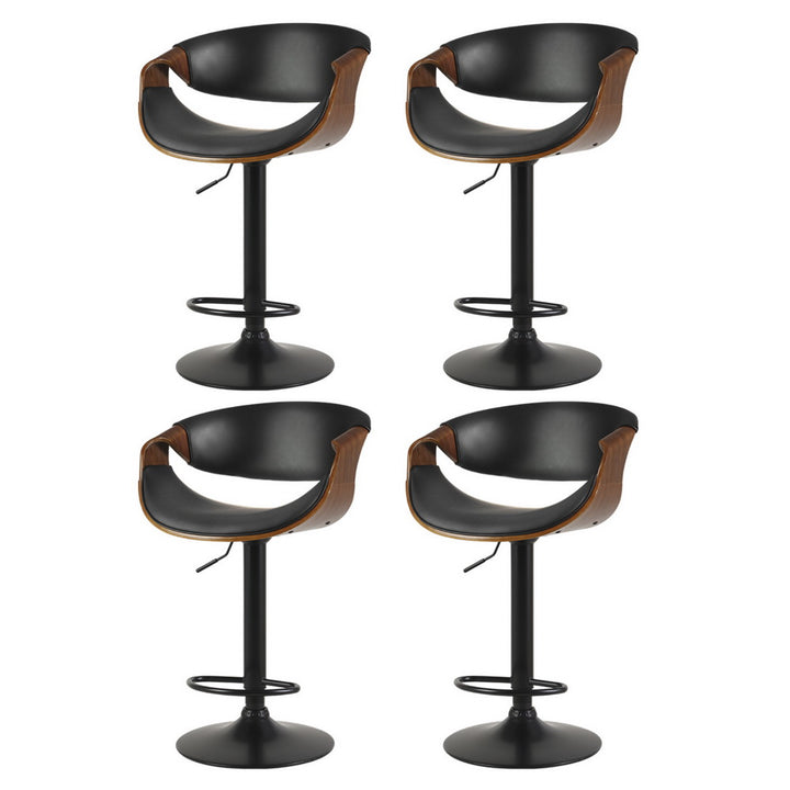 Henry (Set of 4) PU Leather Bar Stools - Black - Homecoze