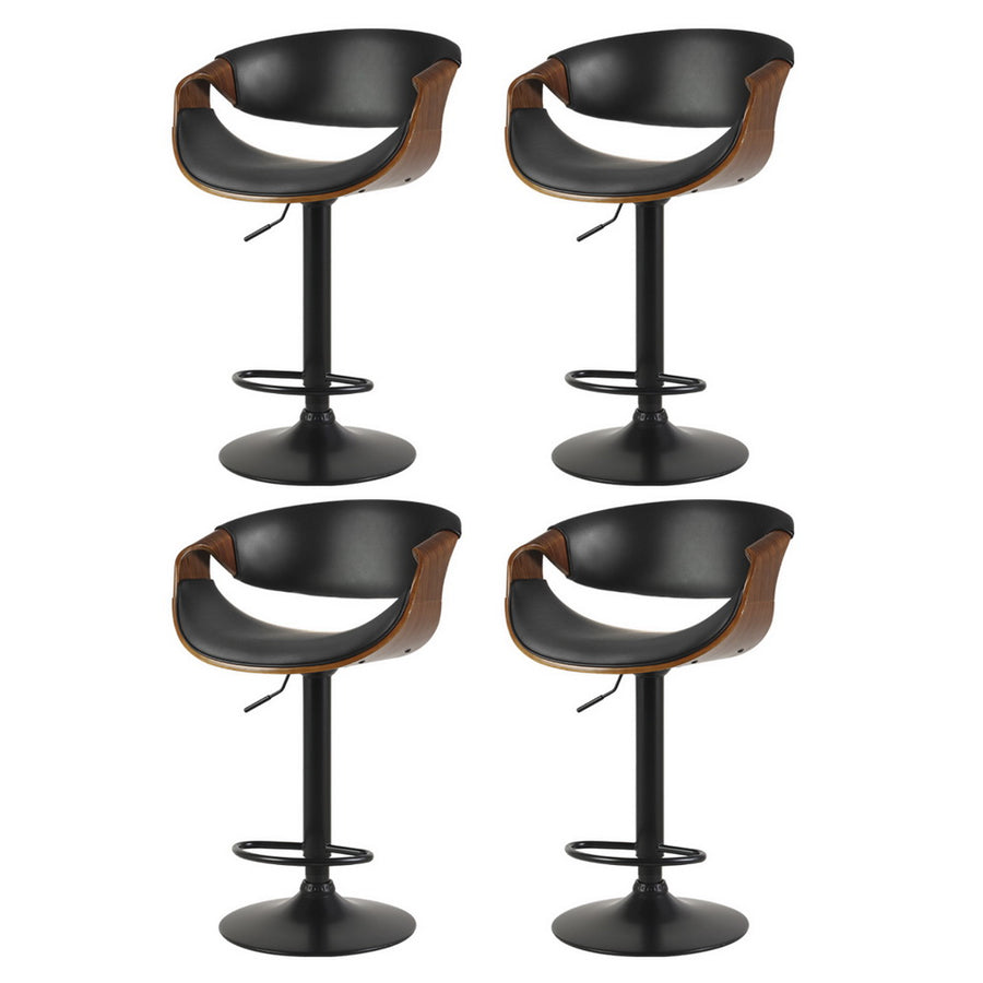 Henry (Set of 4) PU Leather Bar Stools - Black - Homecoze