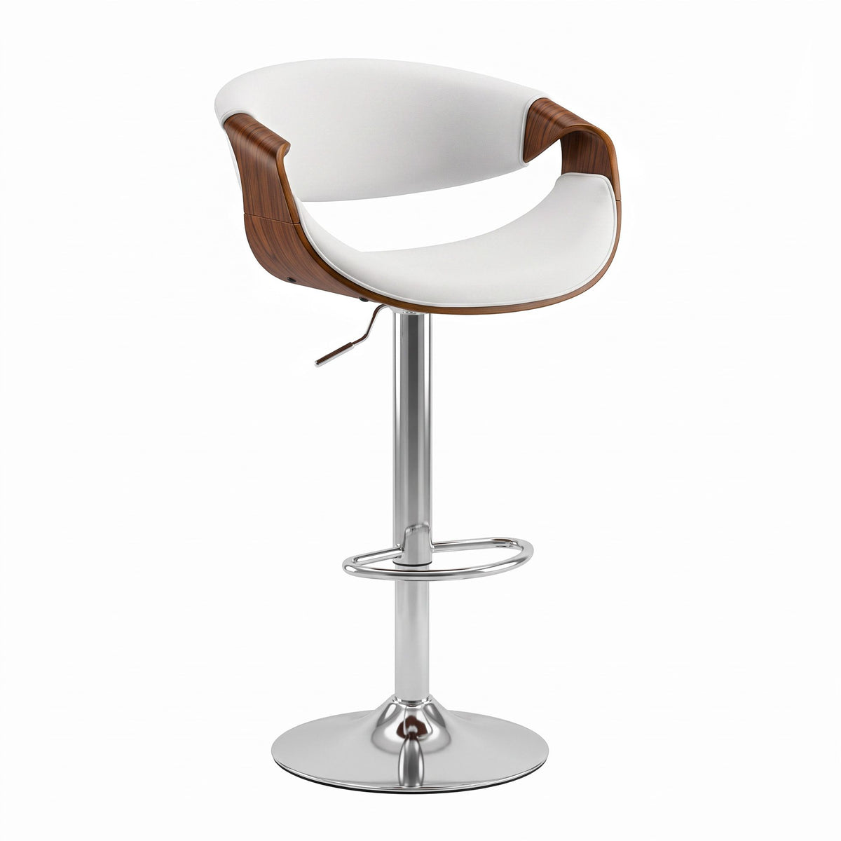 Artiss 1x Bar Stool Counter Chair Ambrus Swivel Adjustable Bentwood PU White - Homecoze